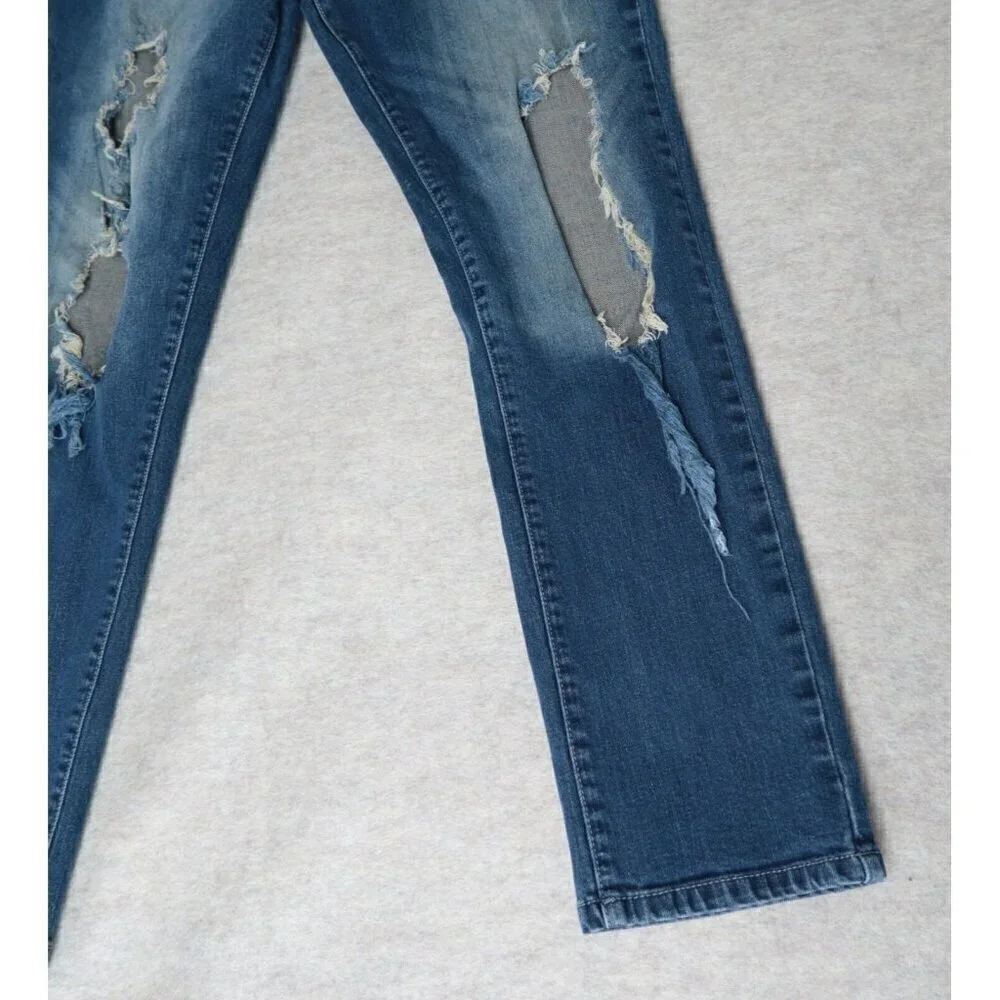 Stylo Skinny Jeans Distressed Dark Washed Blue Denim Stretch Men's Actual 32x29